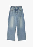 (W) WASHED DENIM PANTS