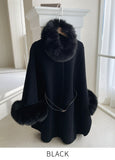 [Muffler + Belt Set] Zader Cape Fur Half Coat