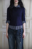 Modi Check Color Matching Three Quarter Collar Tee
