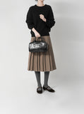 Leaven Wool Check Pleated Skirt