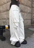 Kens Big Pocket Zipper Cargo Wide Pintuck Pants