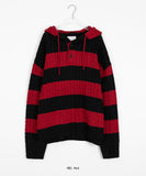 [unisex] Araki Stripe Cable Hood Warmer Knit