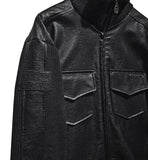 [LANARCH] Amber Leather Pocket Neck Zip-Up