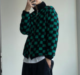 Mohair Checker Knit Zip-Up
