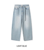 Q's Belted Wide Denim Pants