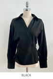 Lumie Collar Pintuck Shirring Wrap Blouse