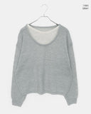 Mishu Color Matching Layered Loose Fit Long Sleeve Knit