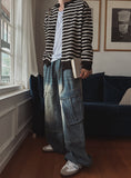 Hard Vintage Washed Cargo Denim Pants
