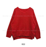 Tiyee slit V-neck unbalance long knit