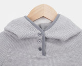 Bre High Neck Waffle Warmer Hooded Long Sleeve T-Shirt