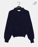 Kudan collar button slim fit knit