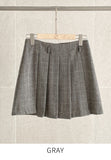 Deluel Wool Check Pleats Mini Skirt Pants (Belt set)