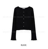 Mode Ribbed Open Frill Cardigan