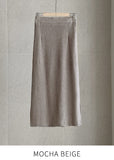 Bless Slit H-Line Mesh Banding Long Skirt