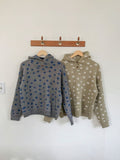 Hots High Neck Button Dot Hooded Knit