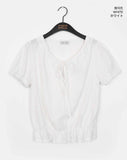 [MADE] Pure Frill Lace String Short Sleeve Blouse