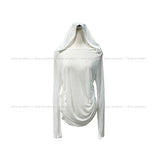 Tenshi see-through shirring drape hoodie