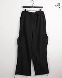 Sinjeu String Pocket Nylon Two-Way Long Wide Pants