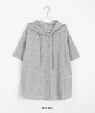 [BAONHAUS] Hapeura Check Hood Short Sleeve Shirt