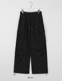 [unisex] Kakoni banding string corduroy wide parachute cargo pants