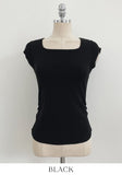 Ezha Square Neck Shirring Cap Sleeve Knit