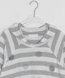 Kaol Stripe Dot Hood Short Sleeve Tee