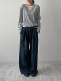 Alpha button V-neck loose fit knit