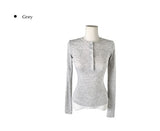 Doa Wool Button Slim Long Sleeve T-Shirt