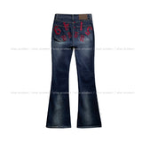 Hip-point bootcut denim pants