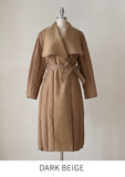 Bedrin Shawl Collar Down Long Padding Coat (Belt Set)