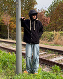 Corduroy layered hoodie jacket