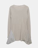 Pora Stripe Dot Color Matching Long T-Shirt