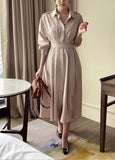 Chestnut Pintuck Collar Shirt Long One Piece (Strap Set)