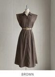 Vet Collar Shirt Sleeveless One Piece (Belt Set)