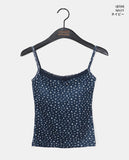 [with cup] Lipo Flower Lace Ribbon Sleeveless