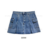 Pocket pleats A-line miniskirt