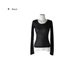 Todu Round See-through Long Sleeve T-Shirt