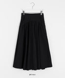 Piru nylon banding shirring long skirt