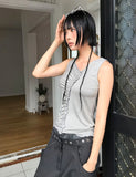 FRILL SHIRRING SLEEVELESS
