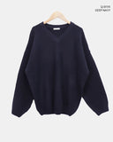Noez V-Neck Lambs Wool Loose Fit Knit