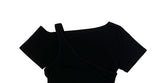 Cannon Layered Shirring Off-Shoulder T-Shirt