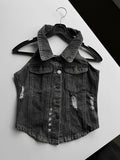 [MADE] Corset Denim Halter Top
