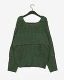 [MADE] Tens Crochet Net Overfit Boat Neck Knit