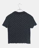 Soming Flower Round Collar Frill Short Sleeve T-Shirt