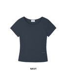 W U-Neck Crop Slim T-shirt