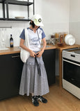 EMBO CHECK LONG SKIRT