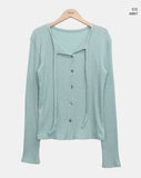 Bokan Strap Ribbed Knit Cardigan