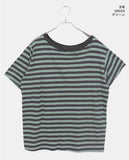 Mats Stripe One Off Shoulder Overfit Short Sleeve T-Shirt