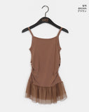 Portel see-through dot frill shirring layered sleeveless