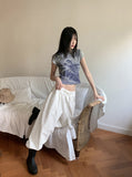 Hasty Pintuck Banding Cotton Long Wide Pants
